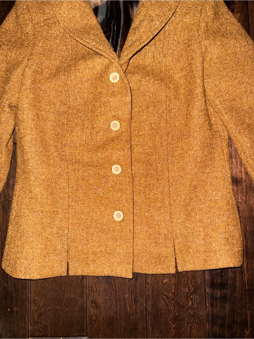 Modell Reine Schur wolle vintage European pure new wool brown coat. 70-80s. S-4